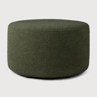 Ethnicraft Poef 'Barrow' 60cm, Structuurstof, kleur Pine Green