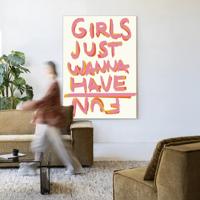 Urban Cotton Wandkleed 'P.S Written By A Girl' 145 x 190cm in Frame - black