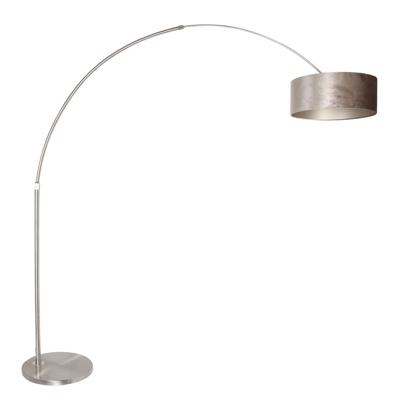 Steinhauer BooglampSparkled RVS met velours taupe kap - 8125ST
