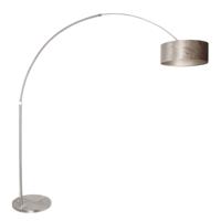 Steinhauer BooglampSparkled RVS met velours taupe kap - 8125ST