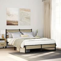 Bedframe zonder matras metaal sonoma eikenkleurig 150x200 cm
