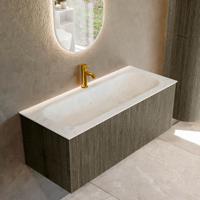 Badmeubel Mondiaz Kurve-Dlux | 110 cm cm | Meubelkleur Shadow | Wastafelkleur Opalo | Solid surface | Wasbak midden spoelbak | 1 kraangat