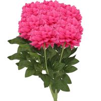 Kunstbloemen boeket pioenroos - 8x - roze - zijde - 71 cm - kunststof steel - decoratie bloemen