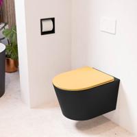 MONDIAZ LAVIE hangend toilet single fire rimless diepspoel Urban, Toiletzitting met quick-release & softclose Ocher