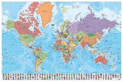 Poster Map World es Physical Politic 91,5x61cm