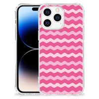 Apple iPhone 14 Pro Max Doorzichtige Silicone Hoesje Waves Pink - thumbnail