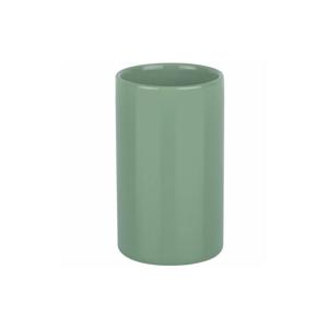 Spirella Badkamer drinkbeker/tandenborstelhouder Sienna - porselein - glans salie groen - 7 x 11 cm - Tandenborstelhoude