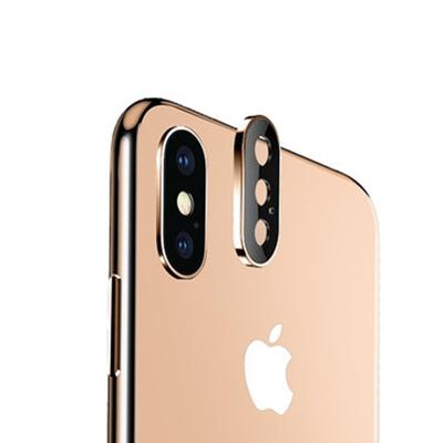 Titanium legering metalen camera lens beschermer gehard glas film voor iPhone XS Max (goud)