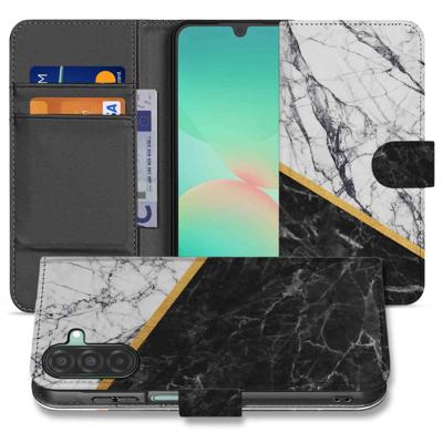 Samsung Galaxy A26 Marble White Black | Book Case | Samsung Galaxy A26 Marble White Black | Book Case |