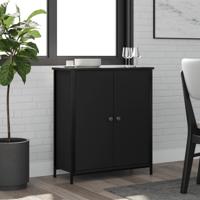 Dressoir 70x30x80 cm bewerkt hout zwart - thumbnail