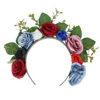 Verkleed diadeem bloemen - gekleurd - dames - tiara - Flower power/hippie