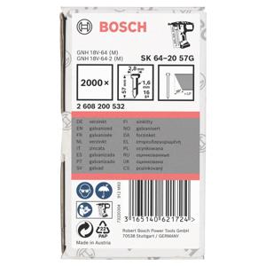 Bosch Professional Afwerknagel verzinkt 57mm 20° 16Ga VE=2000 - 2608200532