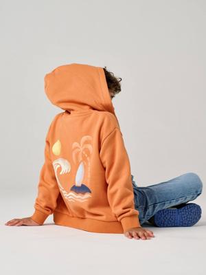 Sweater met rits voor jongens met capuchon sinaasappel