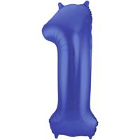 Folat Verjaardag Leeftijd folieballon - 1 jaar - blauw - 86 cm - cijferballon groot