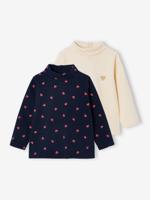 Set van 2 babyshirts met rolkraag marineblauw