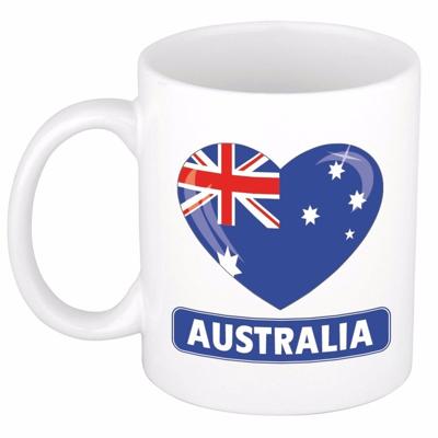 Hartjes vlag Australie koffiemok - drink beker - white - 300 ml - supporters Hartjes vlag Australie koffiemok - drink beker - white - 300 ml - supporters