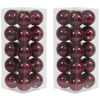 40x Kunststof kerstballen glanzend bordeaux rood 8 cm kerstboom versiering/decoratie - Kerstbal - thumbnail