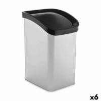 Afvalemmer 23 L Gekanteld Zilverkleurig Plastic (6 Stuks)