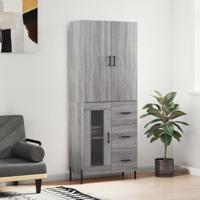Hoge kast 69,5x34x180 cm bewerkt hout grijs sonoma eikenkleurig