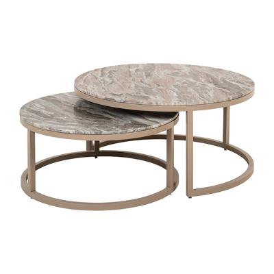 Richmond Ronde Salontafel 'Fairfax' Marmer, Set van 2 stuks