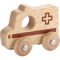 VIGA houten auto, ambulance, h: 4,2 cm, l: 9 cm, b: 7,5 cm, 1 stuk