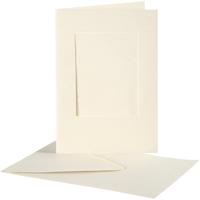 Creativ Company Passepartout kaarten , rechthoek, afmeting kaart 10,5x15 cm, afmeting envelop 11,5x16,5 cm, off-white, 10 set/ 1 doos