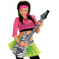 Opblaasbare gitaar muziekinstrument - zebra print - rockers - plastic - 105 cm - thumbnail