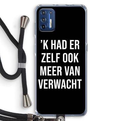 Meer verwacht - Zwart: Motorola Moto G9 Plus Transparant Hoesje met koord