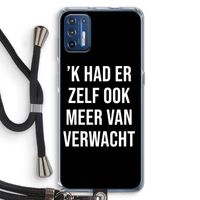 Meer verwacht - Zwart: Motorola Moto G9 Plus Transparant Hoesje met koord