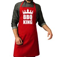 BBQ King barbeque schort / keukenschort rood voor heren - thumbnail