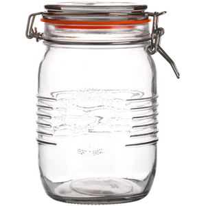 Voorraadpot/bewaarpot - 1L - glas - met beugelsluiting - D14 x H17 cm