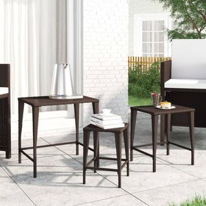 Tafeltjesset 3 st poly rattan bruin