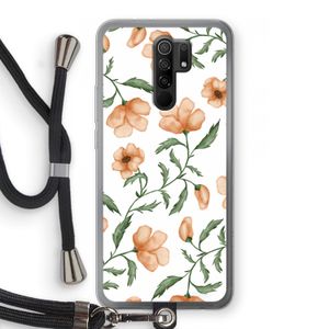 Peachy flowers: Xiaomi Redmi 9 Transparant Hoesje met koord