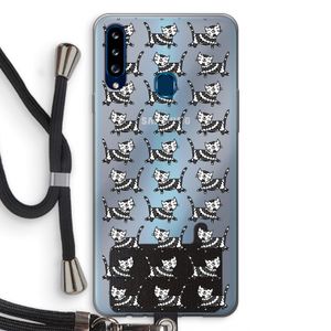 Zwarte poes: Samsung Galaxy A20s Transparant Hoesje met koord