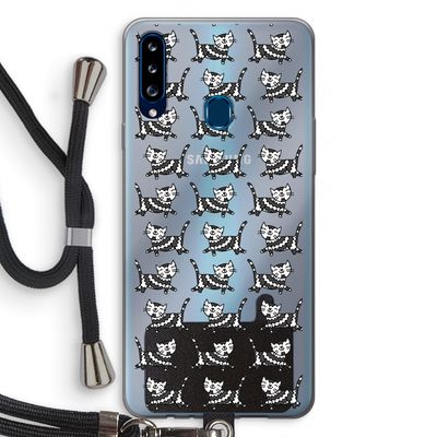 Zwarte poes: Samsung Galaxy A20s Transparant Hoesje met koord