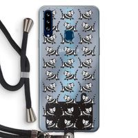 Zwarte poes: Samsung Galaxy A20s Transparant Hoesje met koord