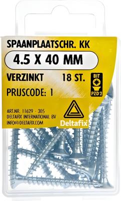 Spaanpl.schr. 4.5x40mm 18st - Deltafix