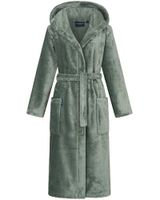 Morgenstern Morgenstern damesbadjas met capuchon Betty Groen Maat L