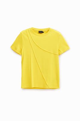 Geribd T-shirt met patch - YELLOW - XS