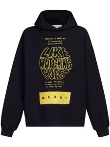 Marni hoodie en coton à slogan imprimé - Noir