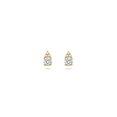 14k Geelgouden Oorknoppen met Diamant 0.28ct - 6 mm