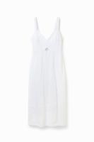 Midi-jurk met schouderbandjes - WHITE - XS