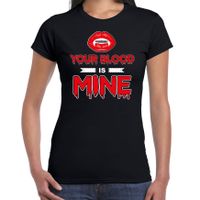 Your blood is mine halloween verkleed t-shirt zwart voor dames - thumbnail