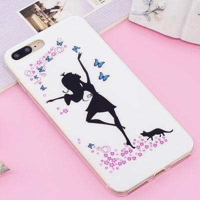 For iPhone 8 Plus & 7 Plus Noctilucent IMD Dancing Girl Pattern Soft TPU Back Case Protector Cover