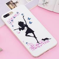 For iPhone 8 Plus & 7 Plus Noctilucent IMD Dancing Girl Pattern Soft TPU Back Case Protector Cover