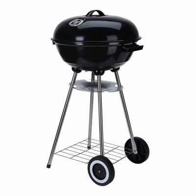 Kolenbarbecue met wielen Zwart Geëmailleerd Staal Rond