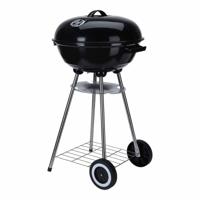 Kolenbarbecue met wielen Zwart Geëmailleerd Staal Rond
