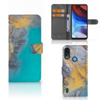 Motorola Moto E7i Power | E7 Power | Bookcase | Marble Blue Gold Motorola Moto E7i Power | E7 Power | Bookcase | Marble Blue Gold