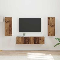 Tv-meubelset Wandgemonteerd 2 pcs Oudhout Bewerkt hout