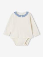T-shirt-romper met sierkraag baby personaliseerbaar ecru